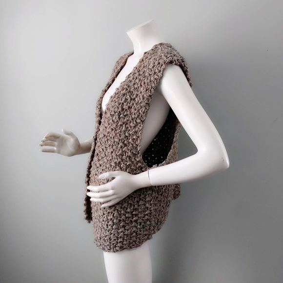 Unique Rare Woolrich Plaid Woven Macrame Open Weave Handknit Wool Vest XL - Picture 4 of 6